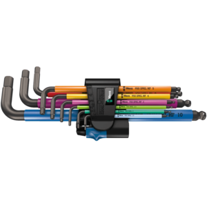 סט מפתחות אלן 9 חלקים | מטרי, BlackLaser, עם אחיזה – 950/9 Hex-Plus Multicolour HF 1 – Wera