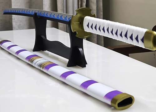 קטאנה דקורטיבית לבן וסגול בסגנון אנימה | White & Purple Anime Style Decorative Katana