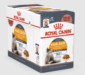 מארז 12 יחידות - רויאל קנין Royal canin פאוץ' לחתול-הייר אנד סקין ברוטב 85 ג'