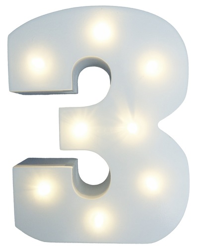 מנורת לילה עם תאורת לד LED מעוצבת בצורת הספרה 3