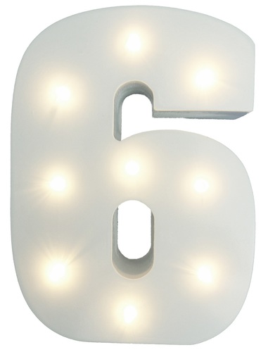 מנורת לילה עם תאורת לד LED מעוצבת בצורת הספרה 6
