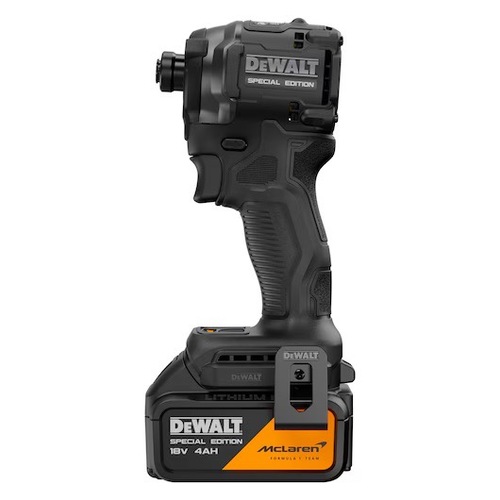 סט מברגת אימפקט 18V דיוולט DEWALT DCF86MM2T -- מהדורה מיוחדת מסדרת McLAREN F1 Team (כולל 2 סוללות 4.0Ah ומזוודה)