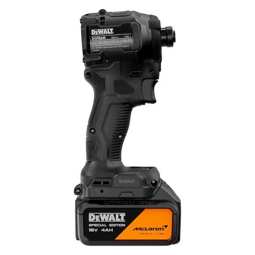 סט מברגת אימפקט 18V דיוולט DEWALT DCF86MM2T -- מהדורה מיוחדת מסדרת McLAREN F1 Team (כולל 2 סוללות 4.0Ah ומזוודה)