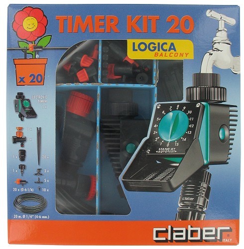 מחשב השקיה + טפטפות ל 20 עציצים -CLABER