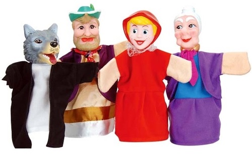 מתקן תאטרון בובות רצפתי עם מסך ו 4 בובות - סיפורי האגדות