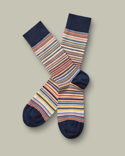 זוג גרביים  Orange and lemon multi stripe socks