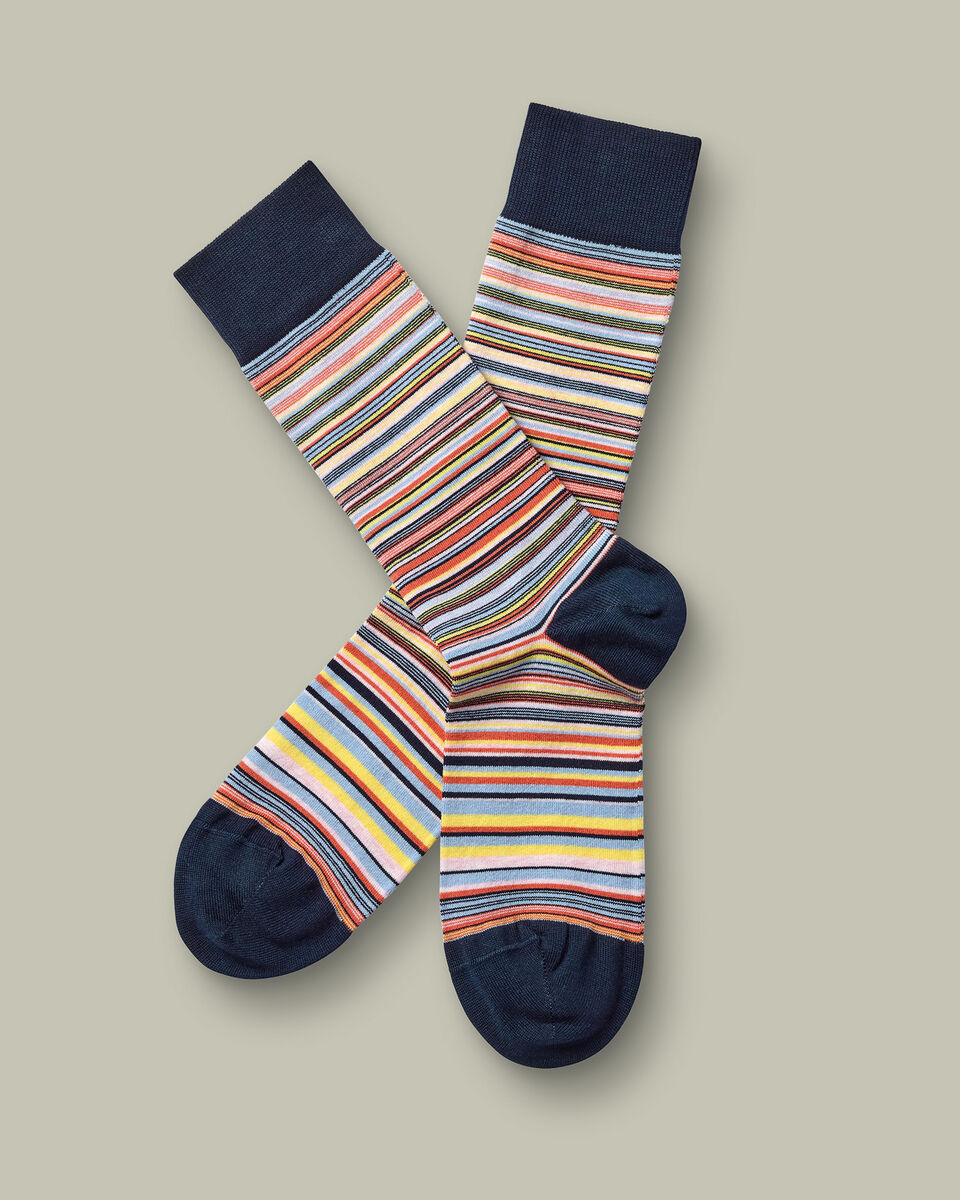 זוג גרביים  Orange and lemon multi stripe socks