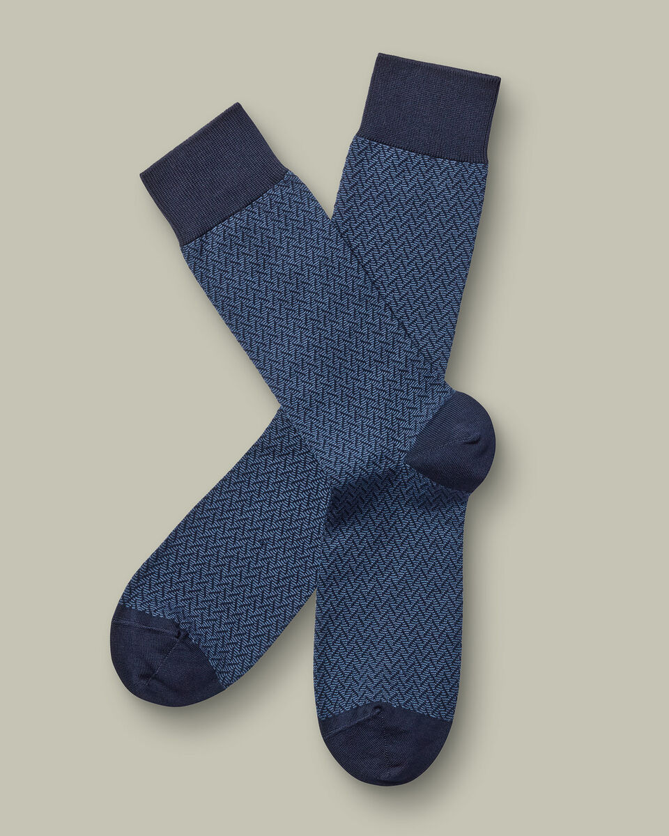 זוג גרביים Indigo blue herringbone 