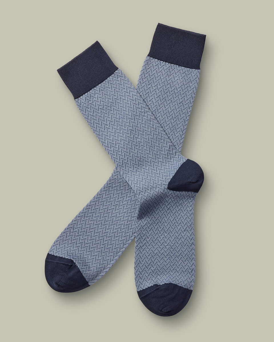 זוג גרביים Steel blue herringbone  