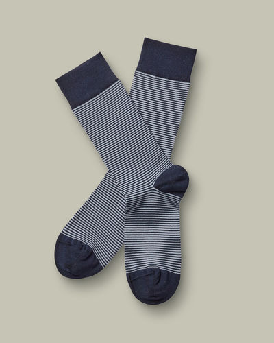 זוג גרביים Navy and grey fine stripe 
