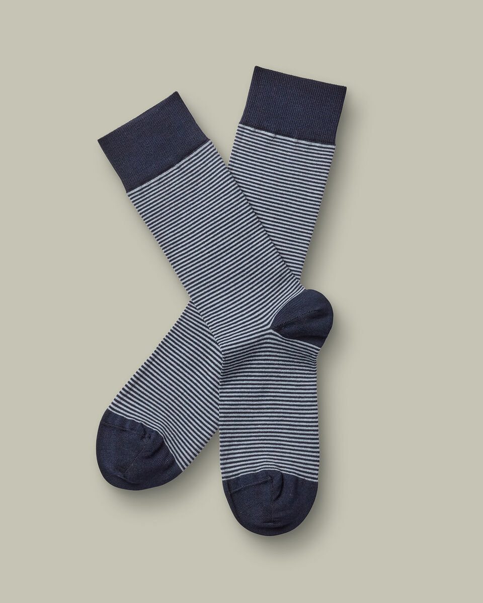 זוג גרביים Navy and grey fine stripe 