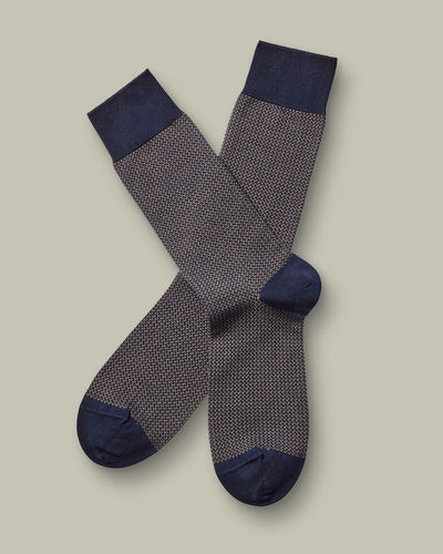 זוג גרביים Navy and tan puppytooth 