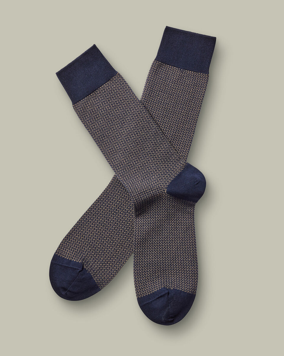 זוג גרביים Navy and tan puppytooth 