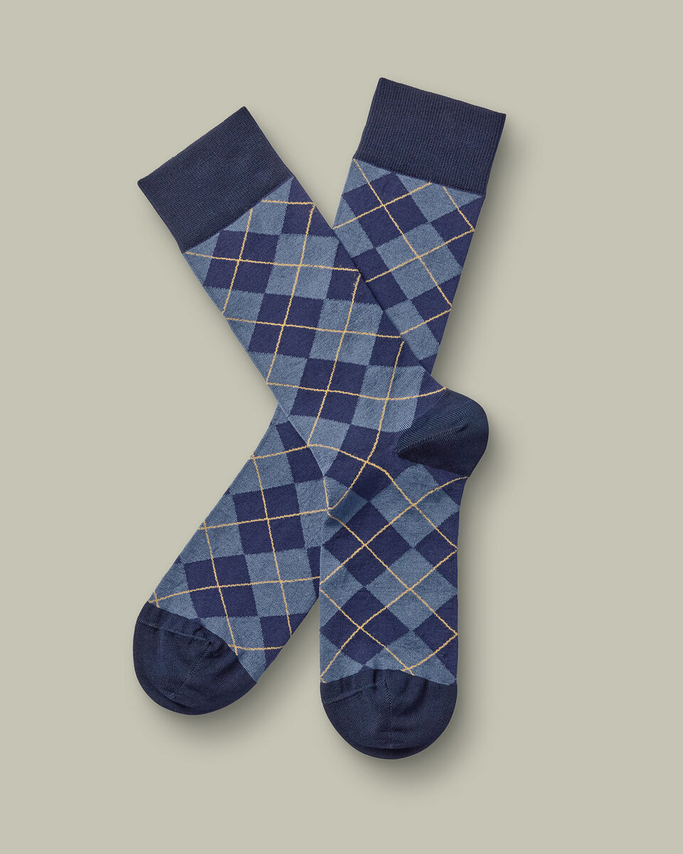 זוג גרביים Denim blue argyle 