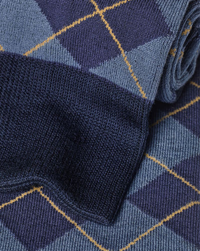 זוג גרביים Denim blue argyle 