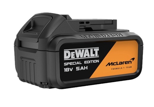 סט נטען 18V דיוולט DEWALT דגם DCK2222MP2T -- מהדורה מיוחדת מסדרת McLAREN F1 Team (כולל צמד סוללות 5.0Ah ומזוודה)