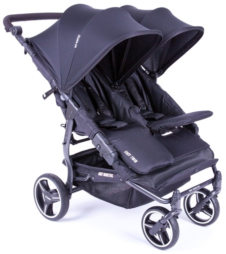 דגם חדש! עגלת תאומים צרה בייבי מונסטרס Easy Twin 3.0S עם מדרך רגלים מכוונן - שחור