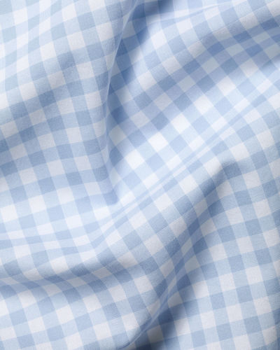חולצה כחולה גזרת קלאסיק -  Light blue gingham button-down stretch washed poplin classic fit
