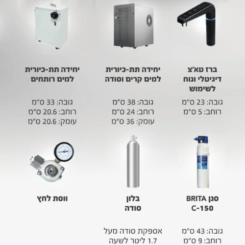 קליר בר מערכת תת כיורית למים קרים, חמים ומוגזים