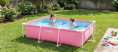בריכת צינורות מלבנית ורודה Intex בגודל 220 על 150 ס״מ