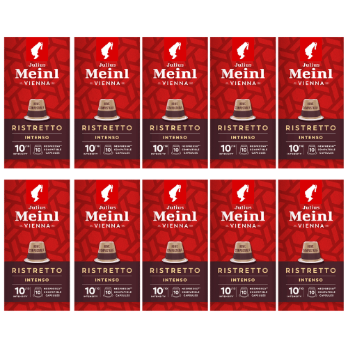 100 קפסולות יוליוס מיינל #10- Julius Meinl ristretto intenso, למכונת נספרסו