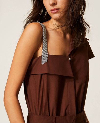 Recycled poplin one shoulder jumpsuit