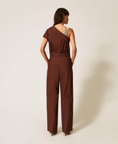 Recycled poplin one shoulder jumpsuit