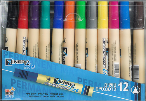 12 טושים פרמננטים צבעוניים ראש עגול/ LINERO LINE