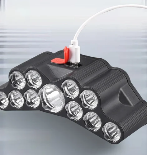 פנס ראש LED נטען | 11 נורות | עוצמתי ועמיד במים