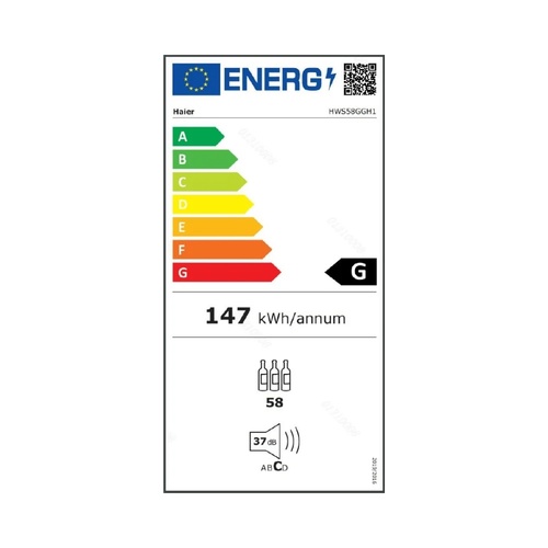 מקרר יין 58 בקבוקים Haier דגם HWS58GGH1 צבע שחור עם דלת זכוכית