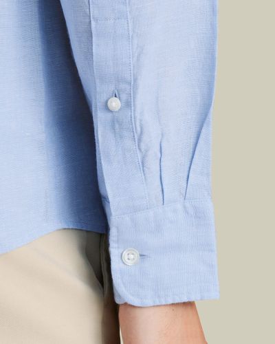 חולצת פשתן תכלת גזרה אקסטרה סלים -Sky blue pure linen extra slim fit shirt