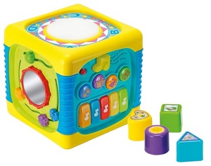 קוביית פעילות מוזיקאלית עם משחק התאם צורה