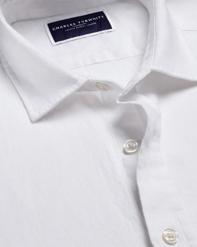 חולצת פשתן לבנה גזרה סלים -White pure linen Extra slim fit shirt