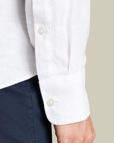 חולצת פשתן לבנה גזרה סלים -White pure linen Extra slim fit shirt