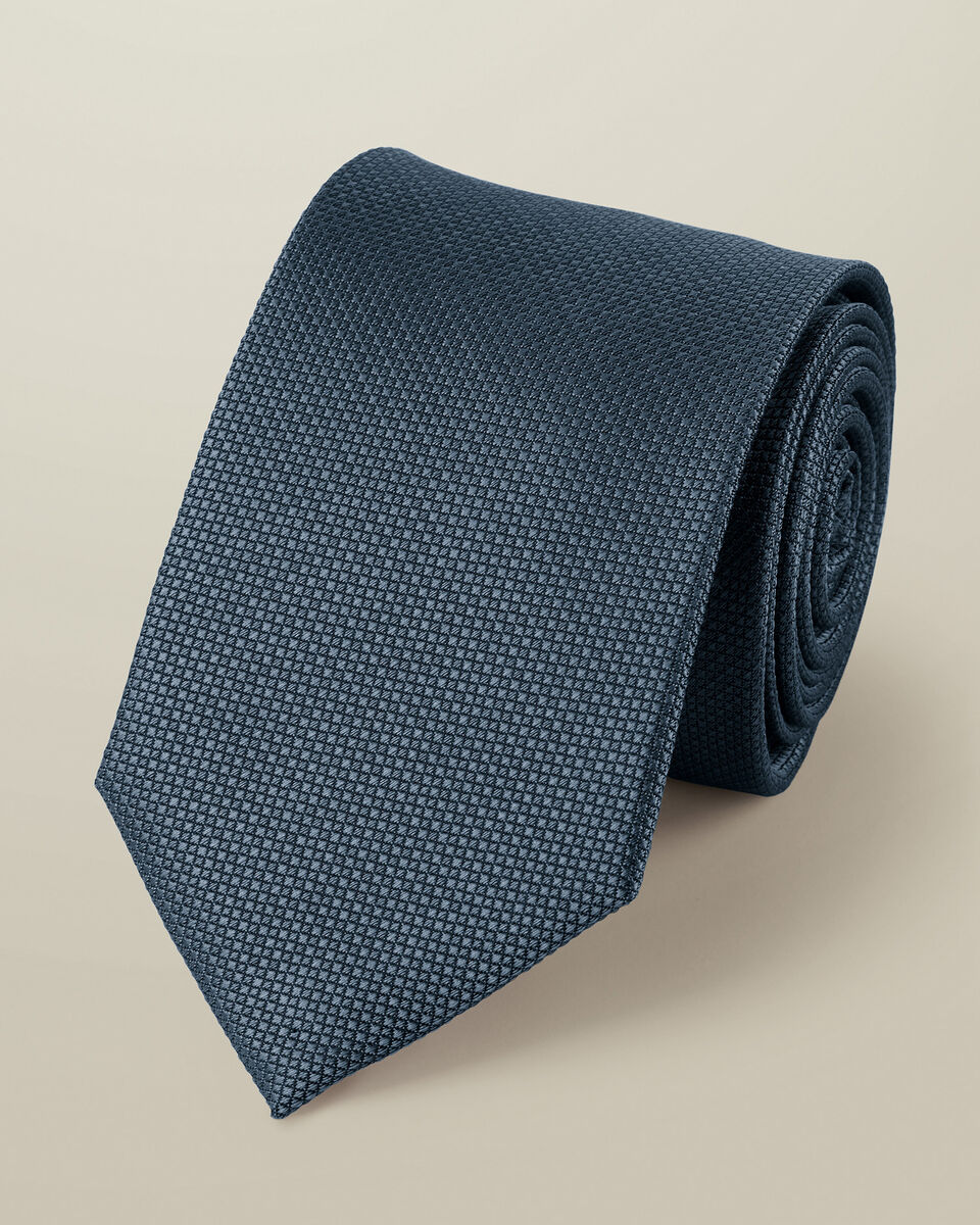 עניבה - Airforce textured blue silk tie