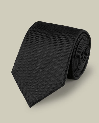 עניבה - Black textured silk tie