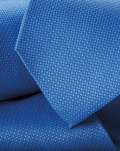 עניבה - Cobalt blue textured plain tie
