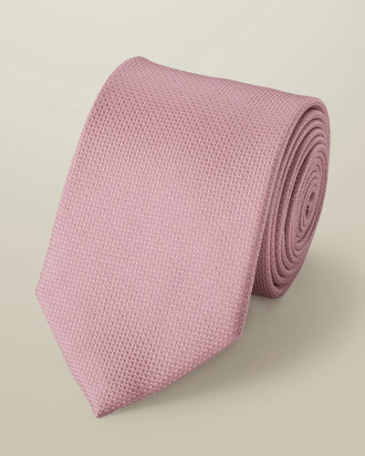 עניבה - Pink textured plain tie