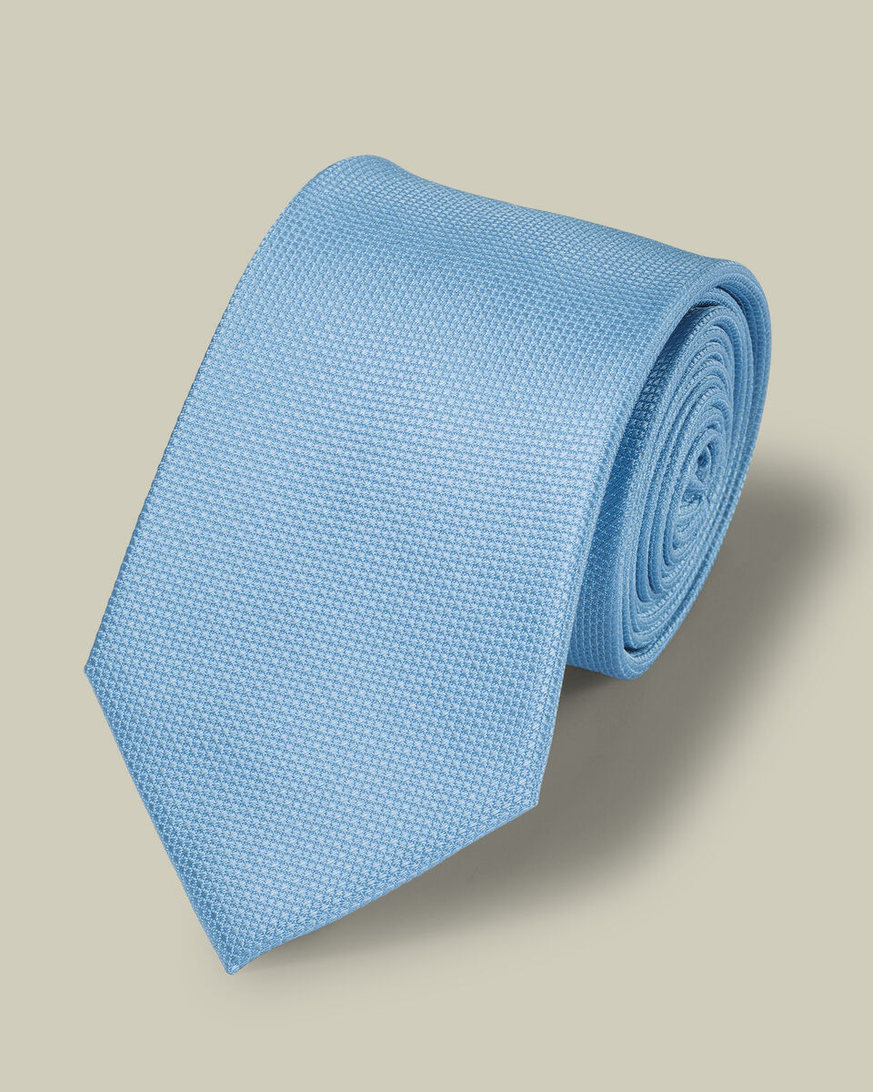 עניבה - Sky blue textured silk tie