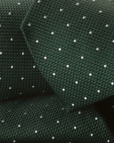 עניבה - Dark green and silver grey spot silk tie