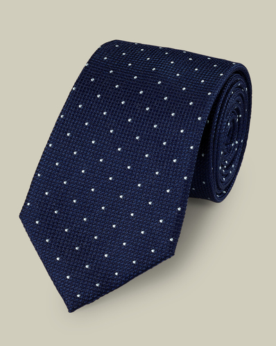 עניבה - Petrol and light blue spot silk tie