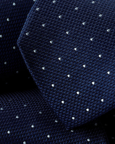 עניבה - Petrol and light blue spot silk tie