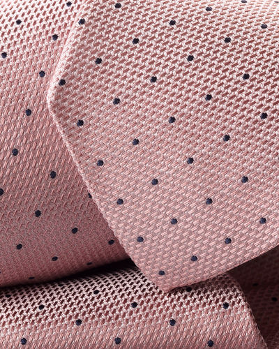 עניבה -Pink and navy spot silk tie