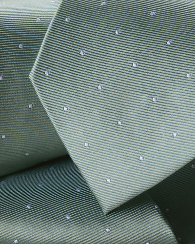 עניבה - Pale teal green spot silk tie