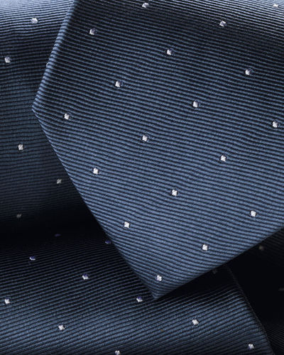 עניבה - Steel blue spot silk tie