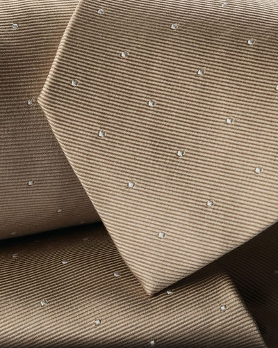 עניבה - Tan spot silk tie