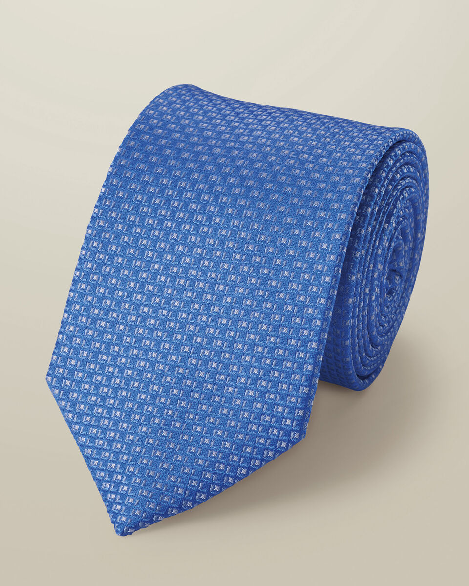 עניבה - Cornflower blue silk semi plain tie