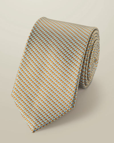 עניבה - Gold and blue silk semi plain tie