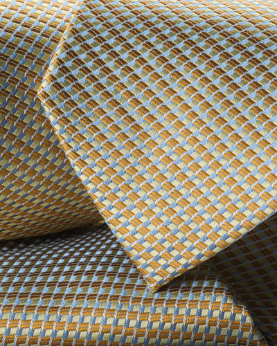 עניבה - Gold and blue silk semi plain tie