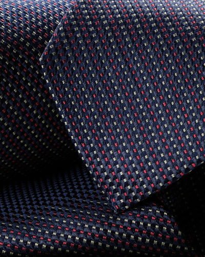 עניבה - Indigo blue and dark pink silk semi plain tie